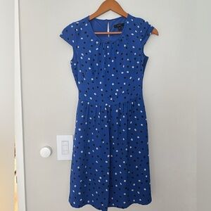 J.Crew Blue and Black Polka Dot Silk Dress in 00